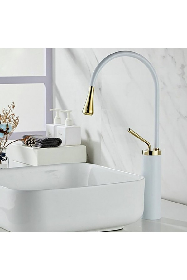 Beyaz - Gold Minimal Max Çanak Lavabo Bataryası Beyaz - Gold Minimal Max Çanak Lavabo Bataryası