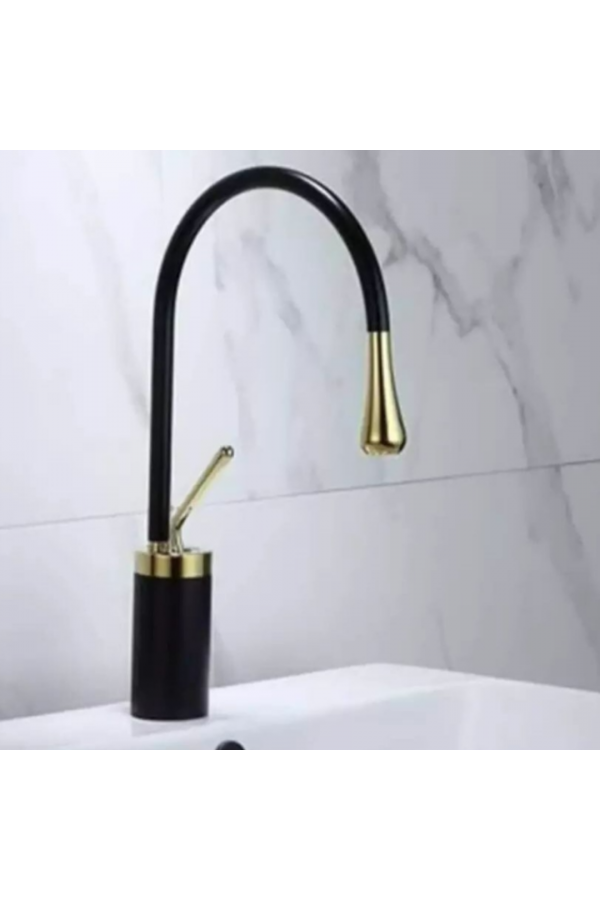 Siyah - Gold Minimal Mid Lavabo Bataryası Siyah - Gold Minimal Mid Lavabo Bataryası
