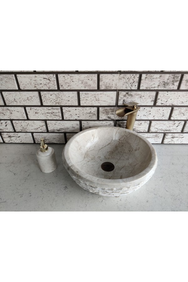 Bej Çanak Patlatma Mermer Lavabo Bej Çanak Patlatma Mermer Lavabo