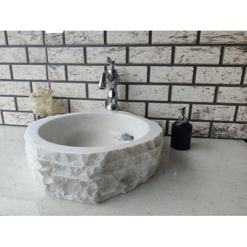 Beyaz Altıgen Mermer Lavabo