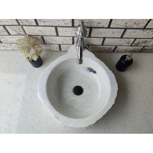 Beyaz Altıgen Mermer Lavabo