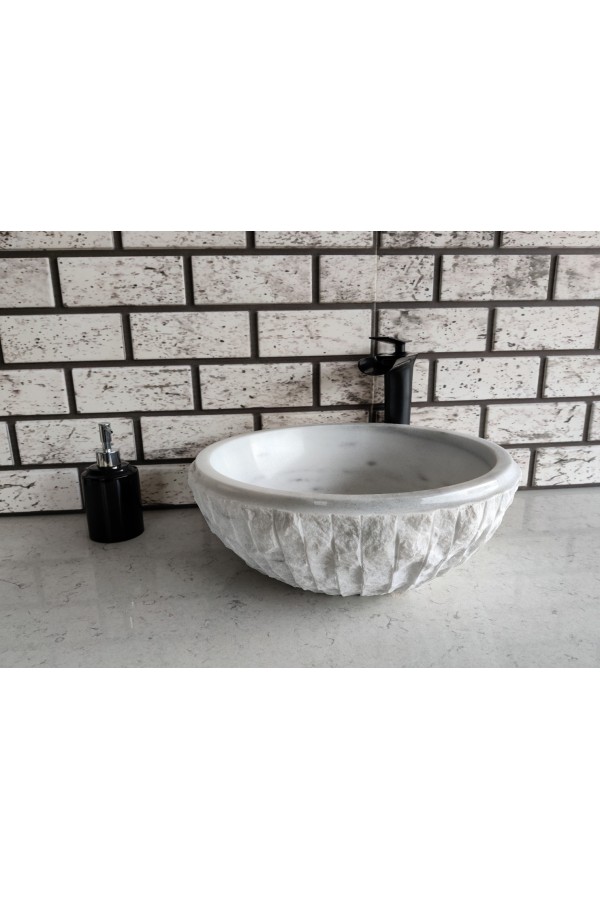 Beyaz Çanak Patlatma Mermer Lavabo Beyaz Çanak Patlatma Mermer Lavabo