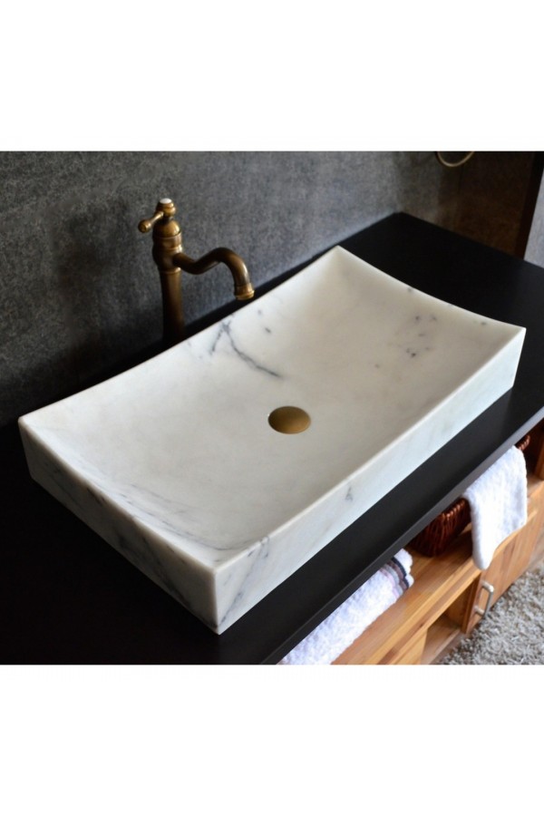 Beyaz Dikdörtgen Mermer Lavabo Beyaz Dikdörtgen Mermer Lavabo