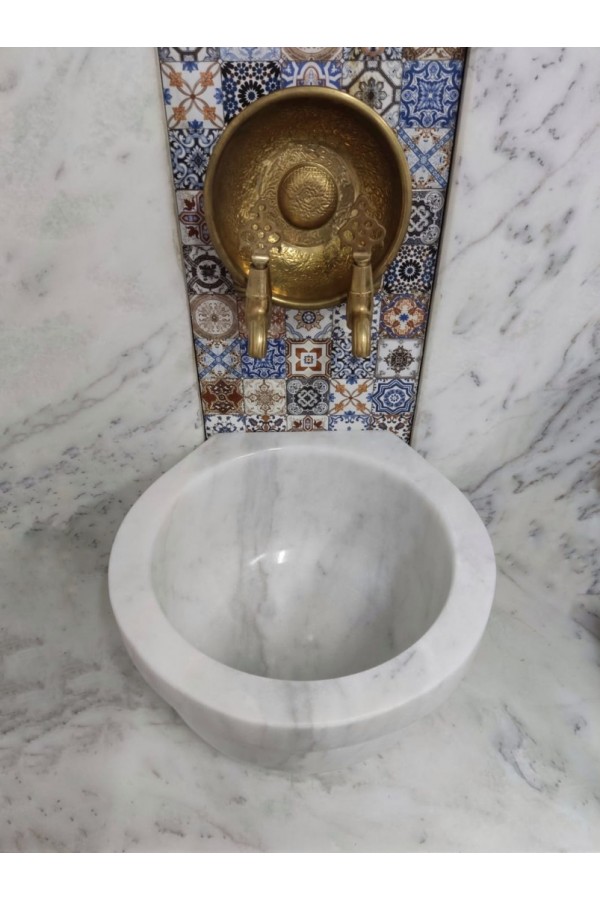 Beyaz Kulaksız Düz Mermer Kurna Beyaz Kulaksız Düz Mermer Kurna