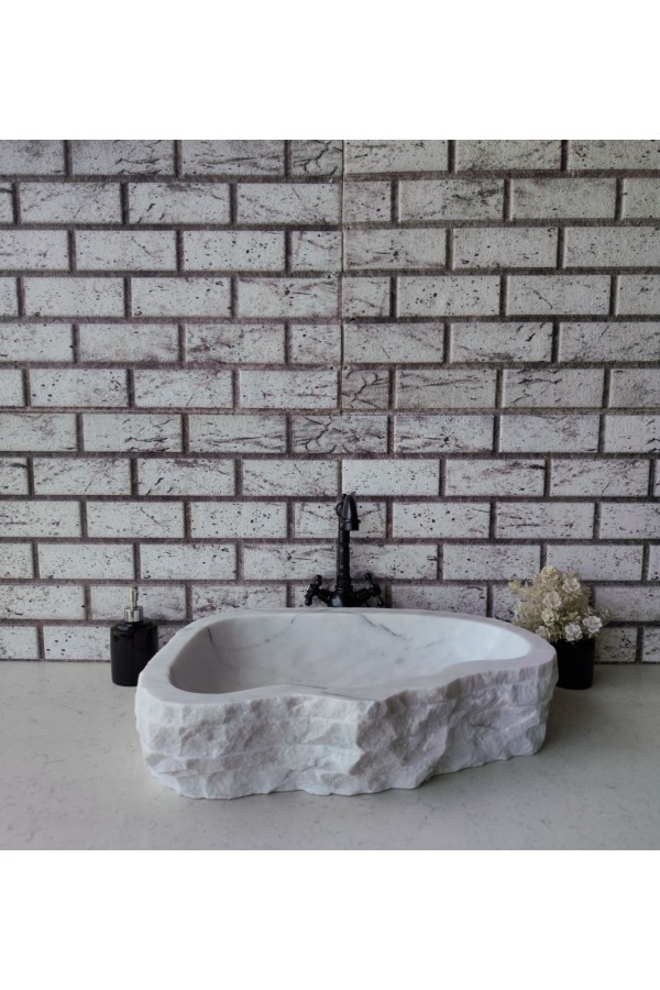 Beyaz Naturel Elips Mermer Lavabo Beyaz Naturel Elips Mermer Lavabo