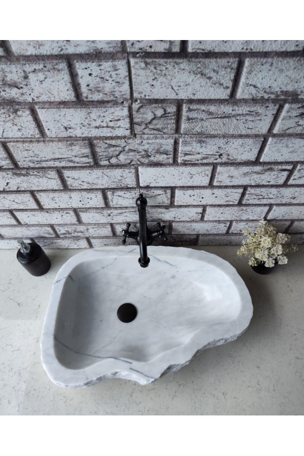 Beyaz Naturel Elips Mermer Lavabo Beyaz Naturel Elips Mermer Lavabo