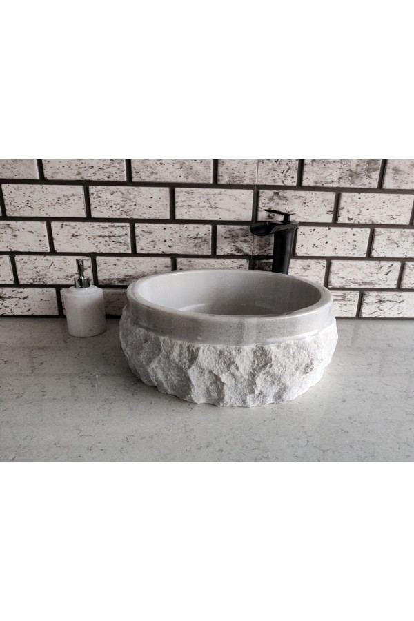 Beyaz Silindir Patlatma Mermer Lavabo Beyaz Silindir Patlatma Mermer Lavabo