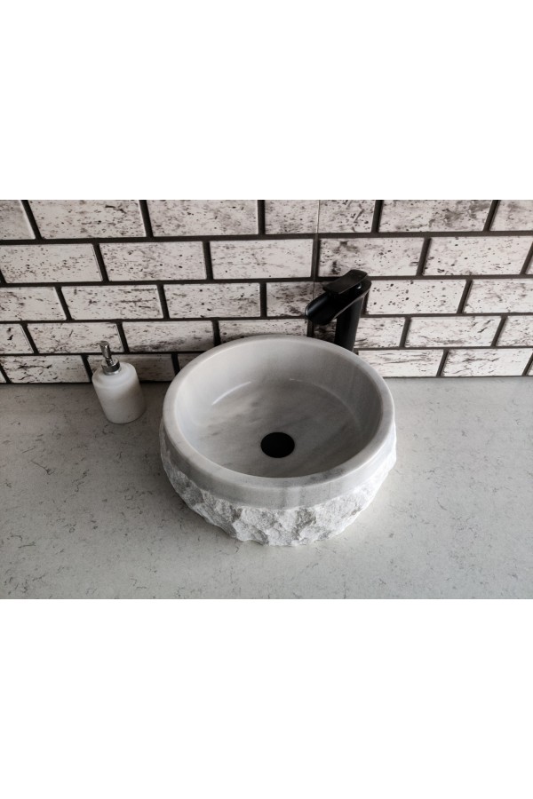 Beyaz Silindir Patlatma Mermer Lavabo Beyaz Silindir Patlatma Mermer Lavabo