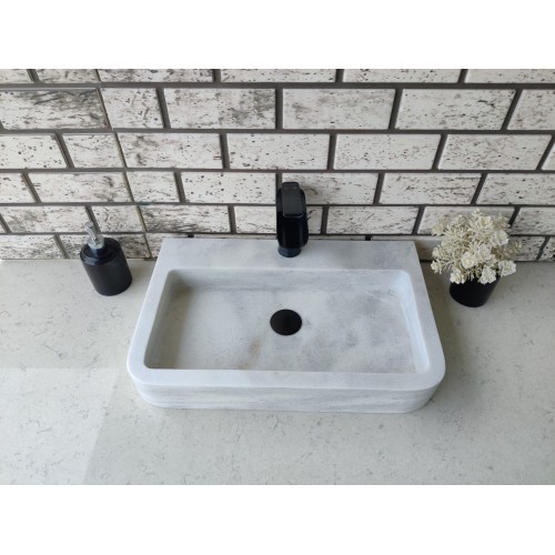 Beyaz Oval Steep Mermer Lavabo