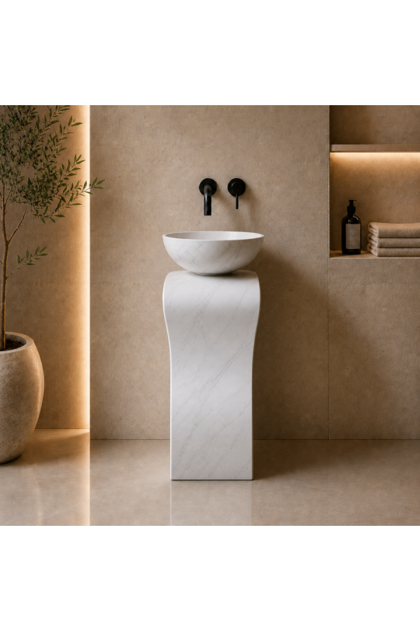 Beyaz Sole Dikey Lavabo