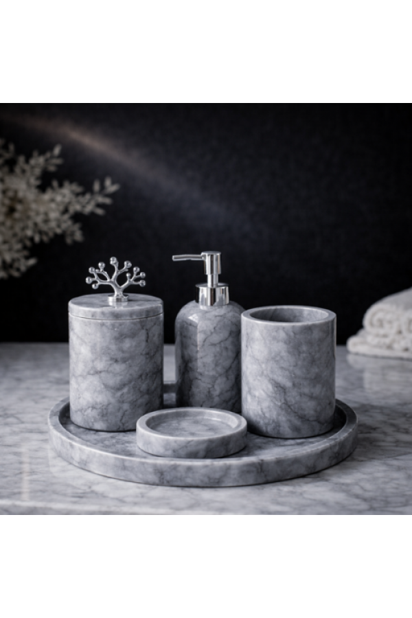 Gri 5'li Mermer Banyo Seti