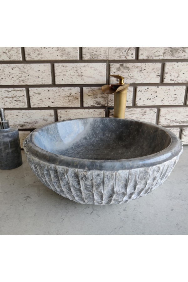Gri Çanak Patlatma Mermer Lavabo Gri Çanak Patlatma Mermer Lavabo
