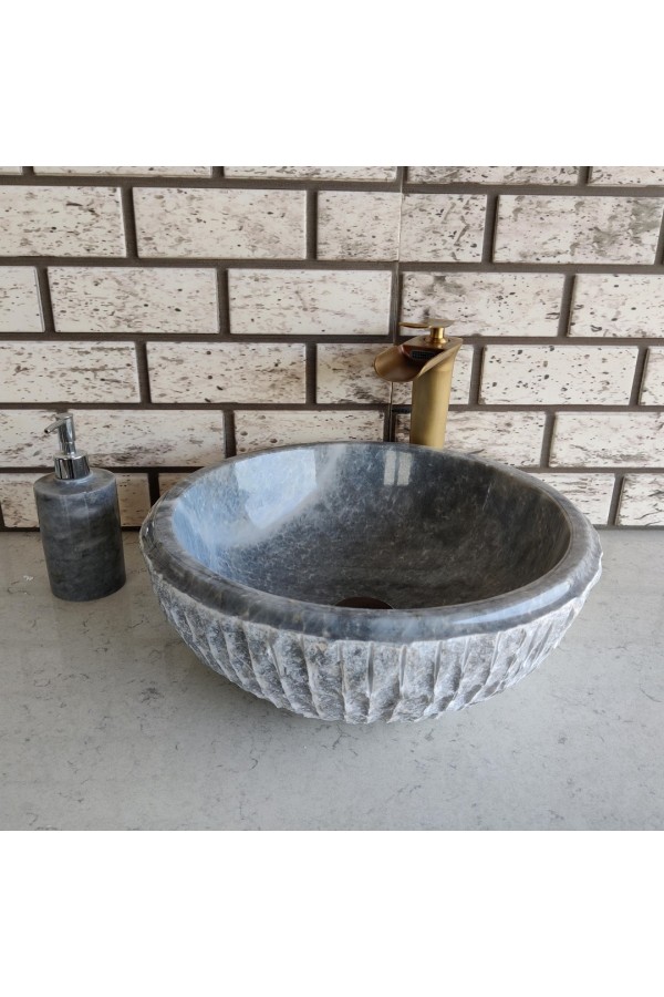 Gri Çanak Patlatma Mermer Lavabo Gri Çanak Patlatma Mermer Lavabo