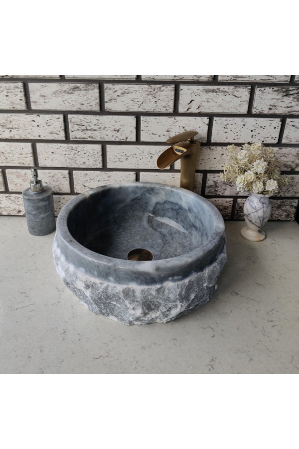 Gri Natural Patlatma Mermer Lavabo Gri Natural Patlatma Mermer Lavabo