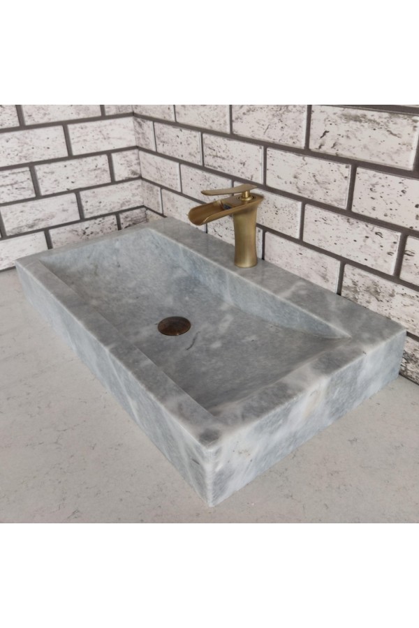 Gri Yay Köşeli Mermer Lavabo Gri Yay Köşeli Mermer Lavabo