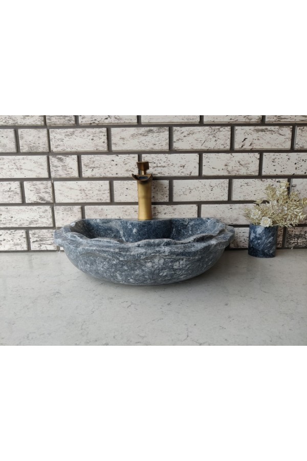 Karaca Siyahı Half Dalgalı Mermer Lavabo Karaca Siyahı Half Dalgalı Mermer Lavabo