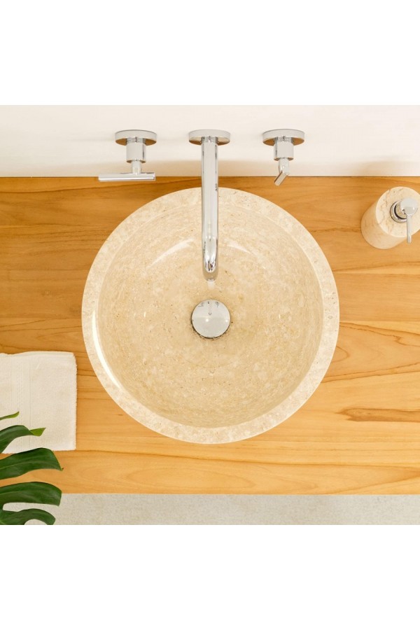 Bej Kumlamalı Mermer Lavabo Bej Kumlamalı Mermer Lavabo