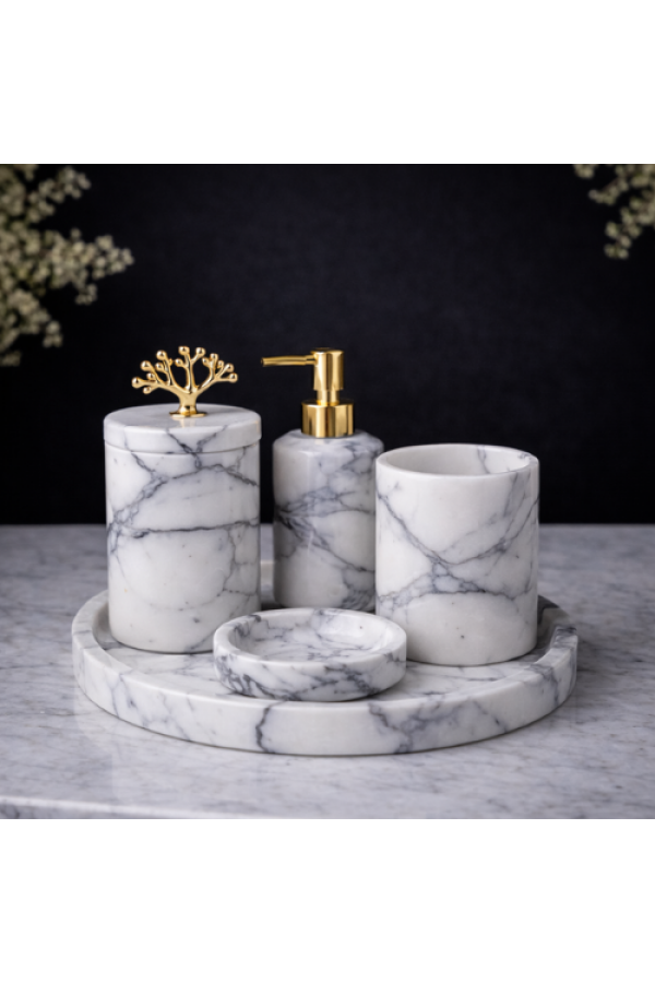 Leylak 5'li Mermer Banyo Seti