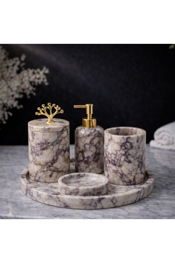 Menekşe 5'li Mermer Banyo Seti