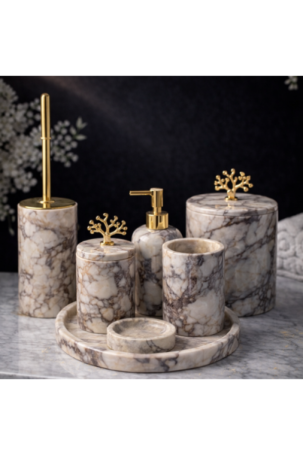 Menekşe 7'li Mermer Banyo Seti