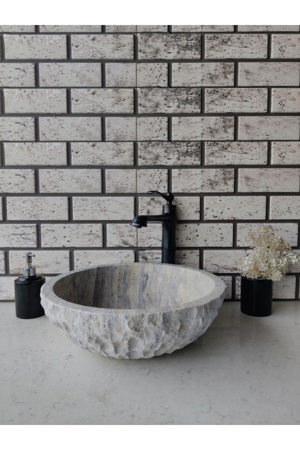 Silver Çanak Patlatma Mermer Lavabo Silver Çanak Patlatma Mermer Lavabo
