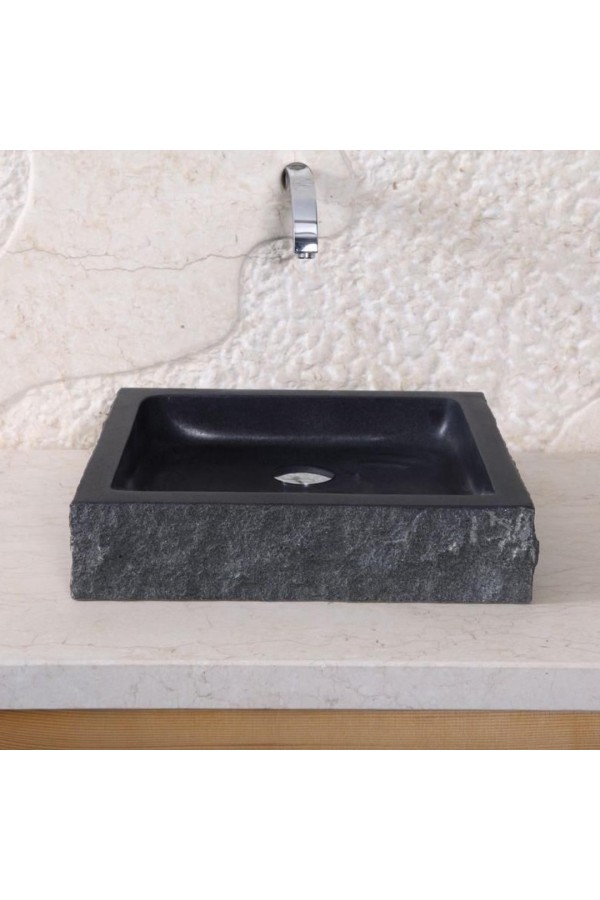 Toros Siyahı Patlatma Kare Mermer Lavabo Toros Siyahı Patlatma Kare Mermer Lavabo