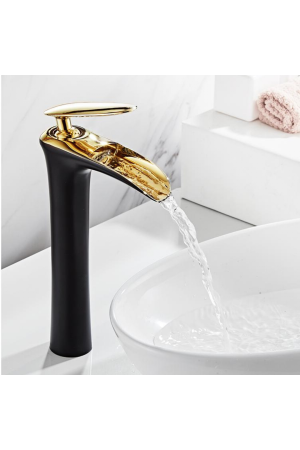 Siyah x Gold Mix Şelale Çanak Lavabo Bataryası Siyah x Gold Mix Şelale Çanak Lavabo Bataryası