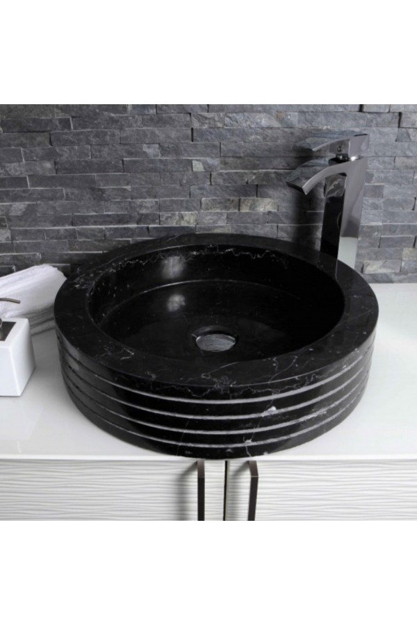 Toros Siyahı Çizgili Mermer Lavabo Toros Siyahı Çizgili Mermer Lavabo
