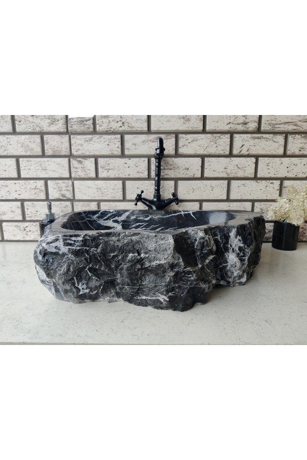 Toros Siyahı Naturel Elips Mermer Lavabo Toros Siyahı Naturel Elips Mermer Lavabo