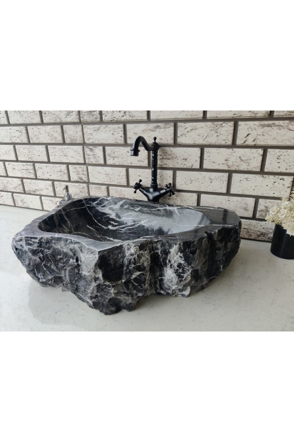 Toros Siyahı Naturel Elips Mermer Lavabo Toros Siyahı Naturel Elips Mermer Lavabo
