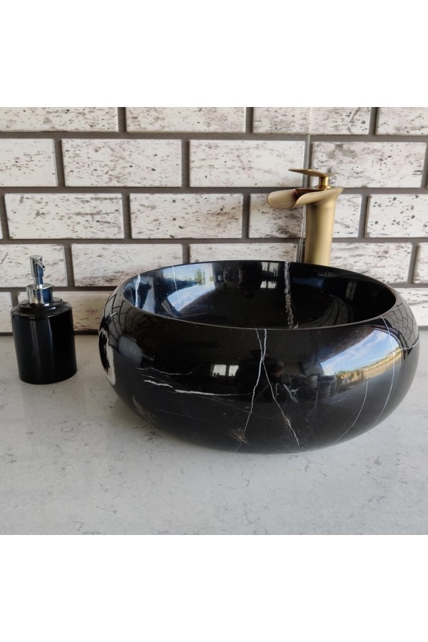 Toros Siyahı Teker Mermer Lavabo Toros Siyahı Teker Mermer Lavabo