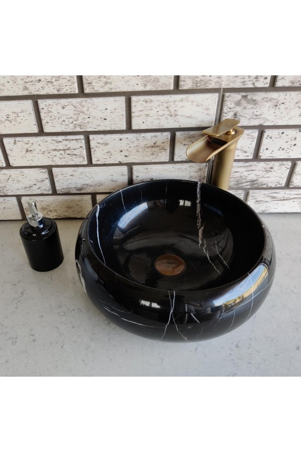 Toros Siyahı Teker Mermer Lavabo Toros Siyahı Teker Mermer Lavabo