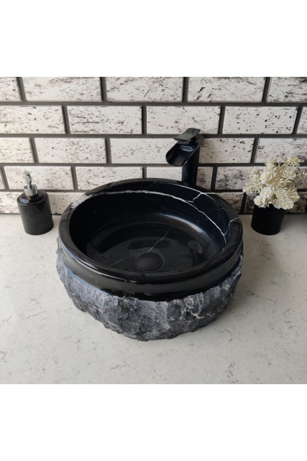 Toros Siyahı Natural Patlatma Mermer Lavabo Toros Siyahı Natural Patlatma Mermer Lavabo