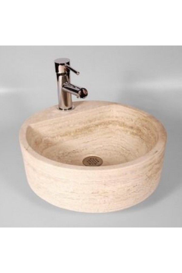 Traverten Batarya Çıkışlı Lavabo Traverten Batarya Çıkışlı Lavabo