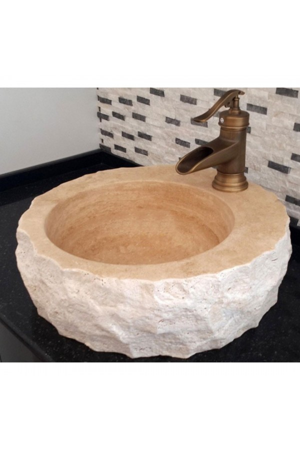 Traverten Batarya Delikli Patlatma Mermer Lavabo Traverten Batarya Delikli Patlatma Mermer Lavabo