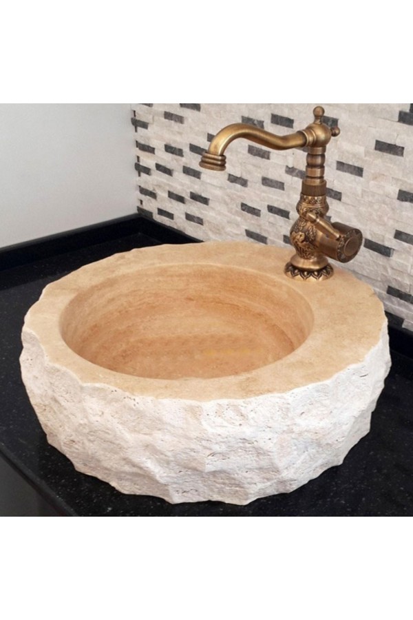 Traverten Batarya Delikli Patlatma Mermer Lavabo Traverten Batarya Delikli Patlatma Mermer Lavabo