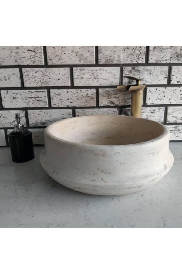 Traverten Camber Yuvarlak Mermer Lavabo Traverten Camber Yuvarlak Mermer Lavabo
