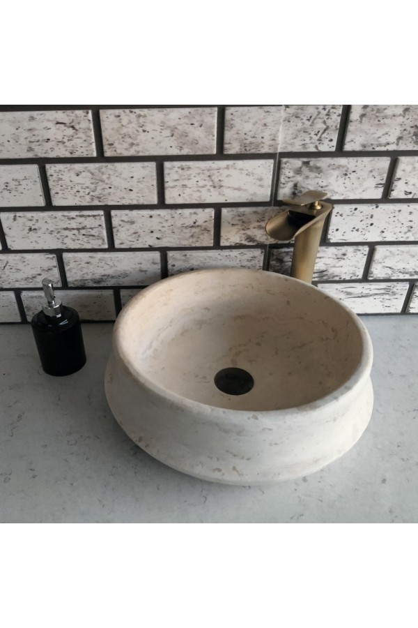 Traverten Camber Yuvarlak Mermer Lavabo Traverten Camber Yuvarlak Mermer Lavabo