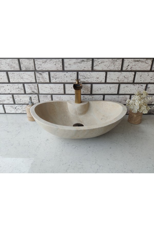 Traverten Elips Tap Mermer Lavabo Traverten Elips Tap Mermer Lavabo