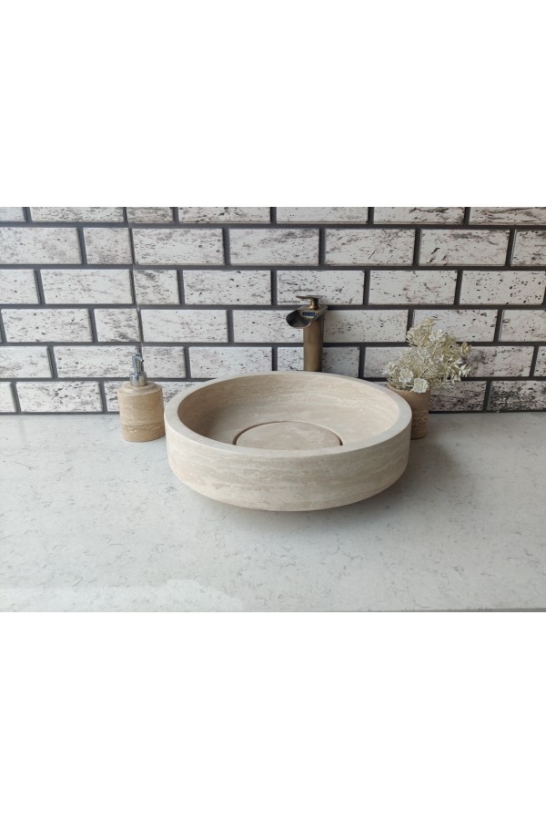 Traverten Kapaklı Mermer Lavabo Traverten Kapaklı Mermer Lavabo