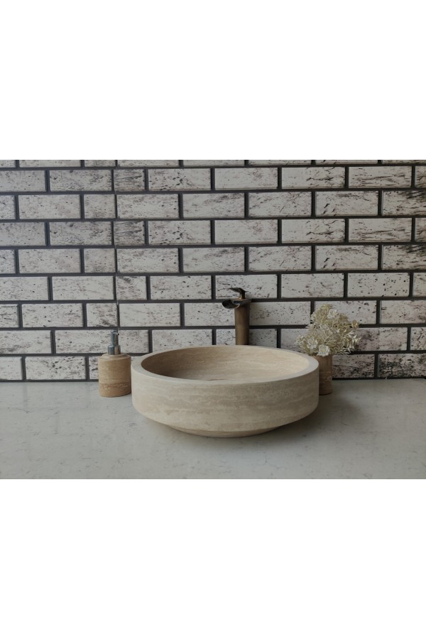 Traverten Kapaklı Mermer Lavabo Traverten Kapaklı Mermer Lavabo