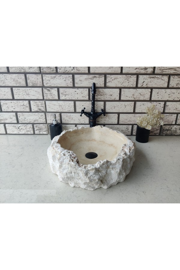 Traverten İnborn Patlatma Mermer Lavabo Traverten İnborn Patlatma Mermer Lavabo