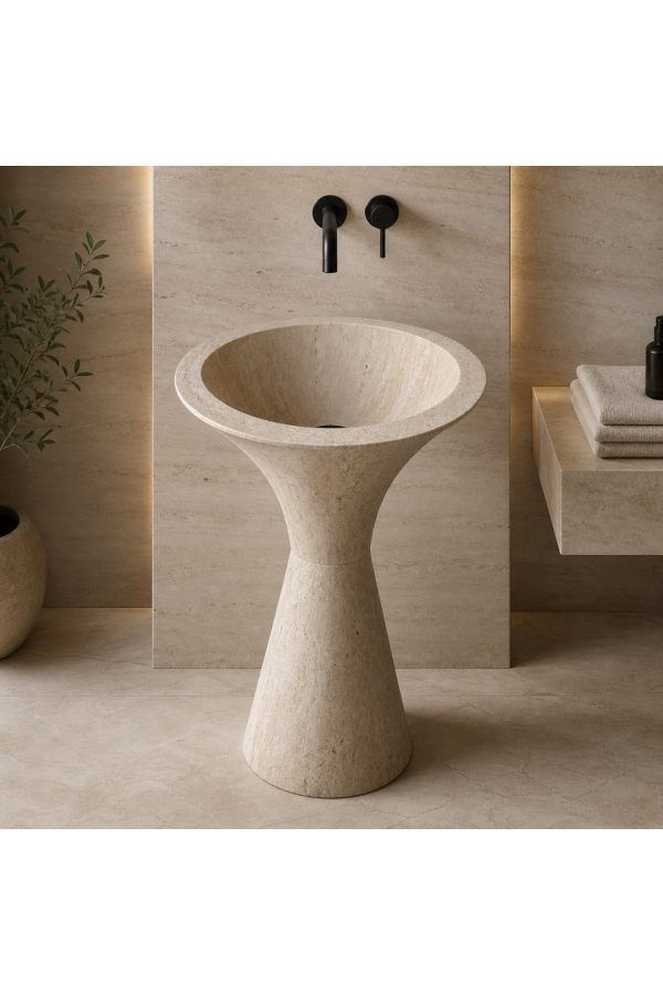 Traverten İnfinity Dikey Mermer Lavabo