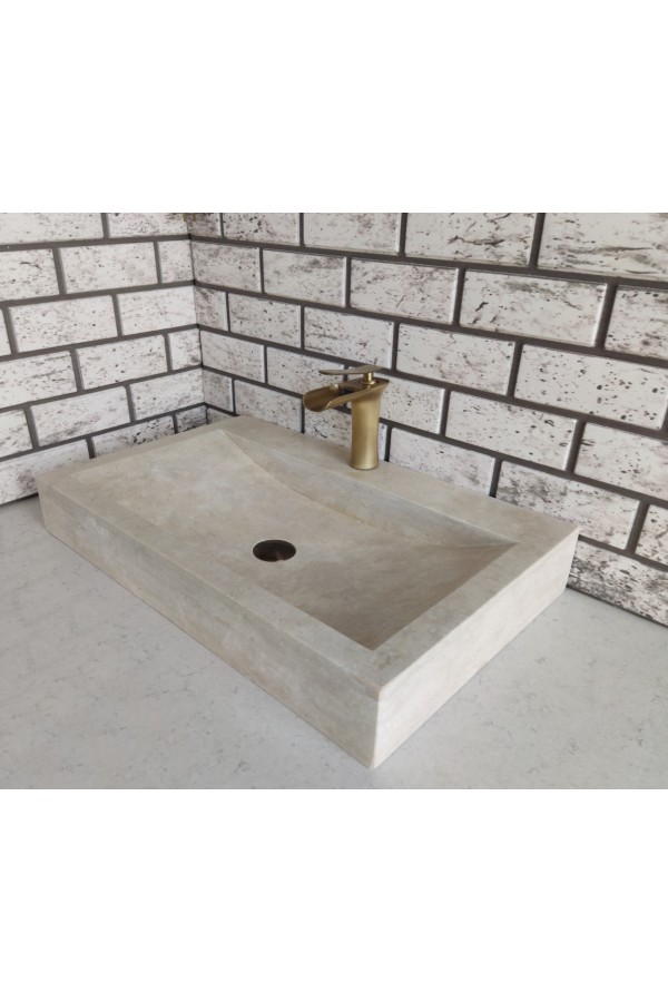 Traverten Yay Köşe Mermer Lavabo Traverten Yay Köşe Mermer Lavabo
