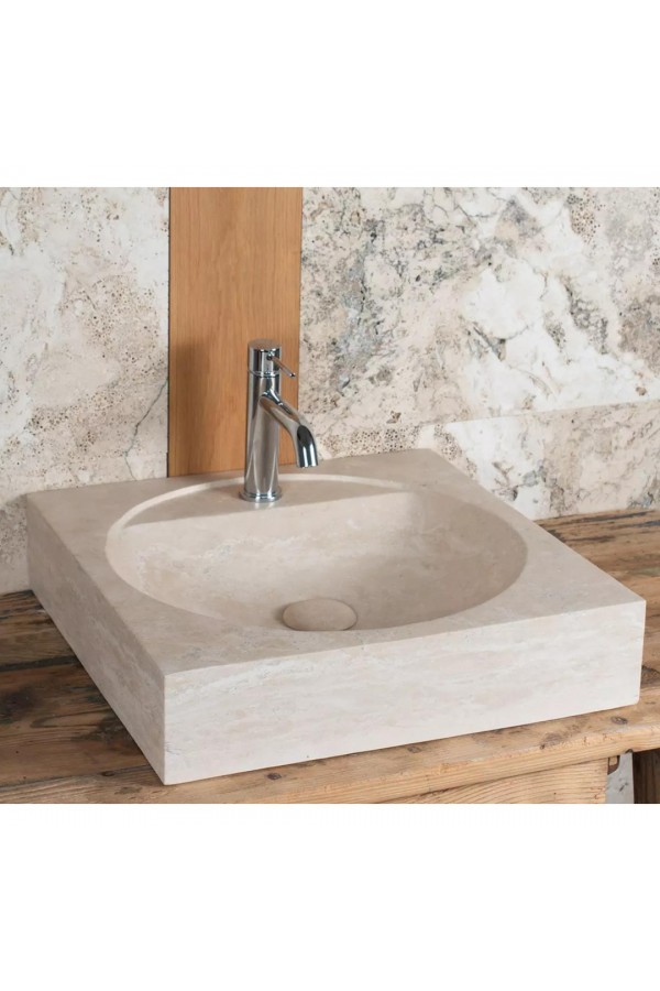 Traverten Köşe Oval Mermer Lavabo Traverten Köşe Oval Mermer Lavabo