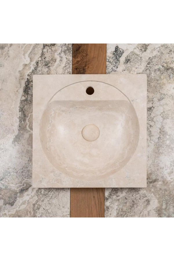 Traverten Köşe Oval Mermer Lavabo Traverten Köşe Oval Mermer Lavabo