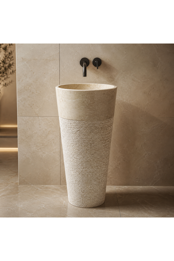 Traverten Külah Dikey Mermer Lavabo