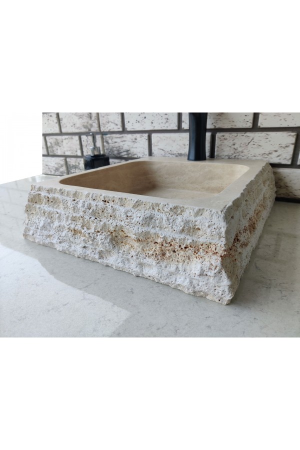 Traverten Mikro Patlatma Mermer Lavabo Traverten Mikro Patlatma Mermer Lavabo