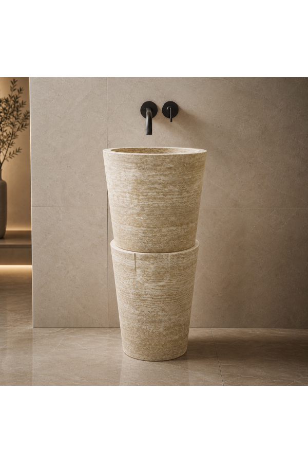 Traverten Modern Dikey Mermer Lavabo