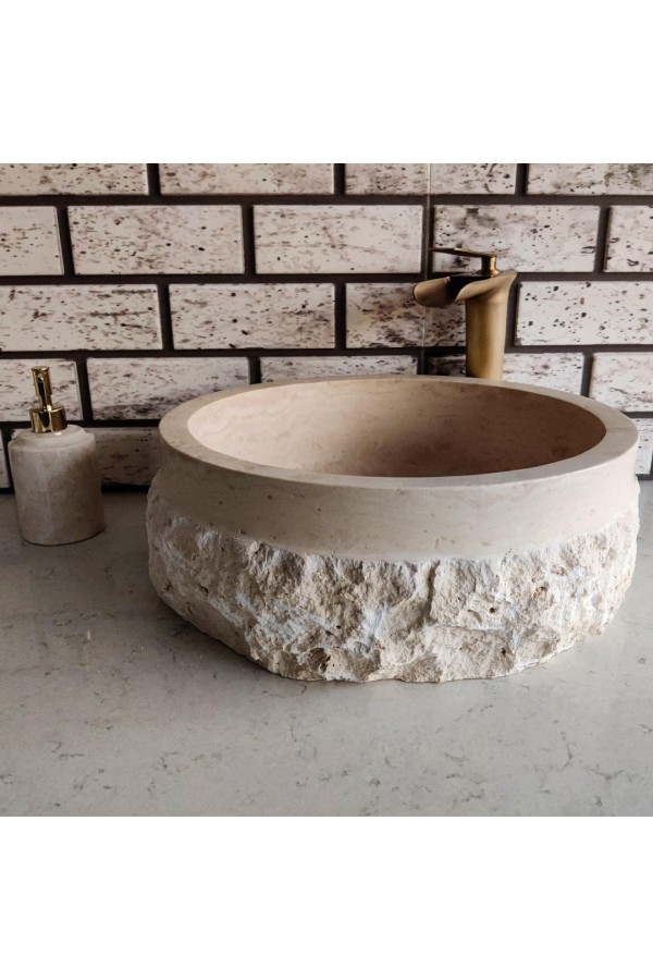 Traverten Natural Patlatma Mermer Lavabo Traverten Natural Patlatma Mermer Lavabo